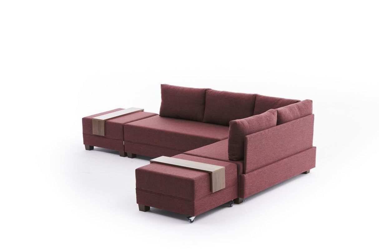 Canapé d'angle avec fonction couchage Right Fly Claret Rouge