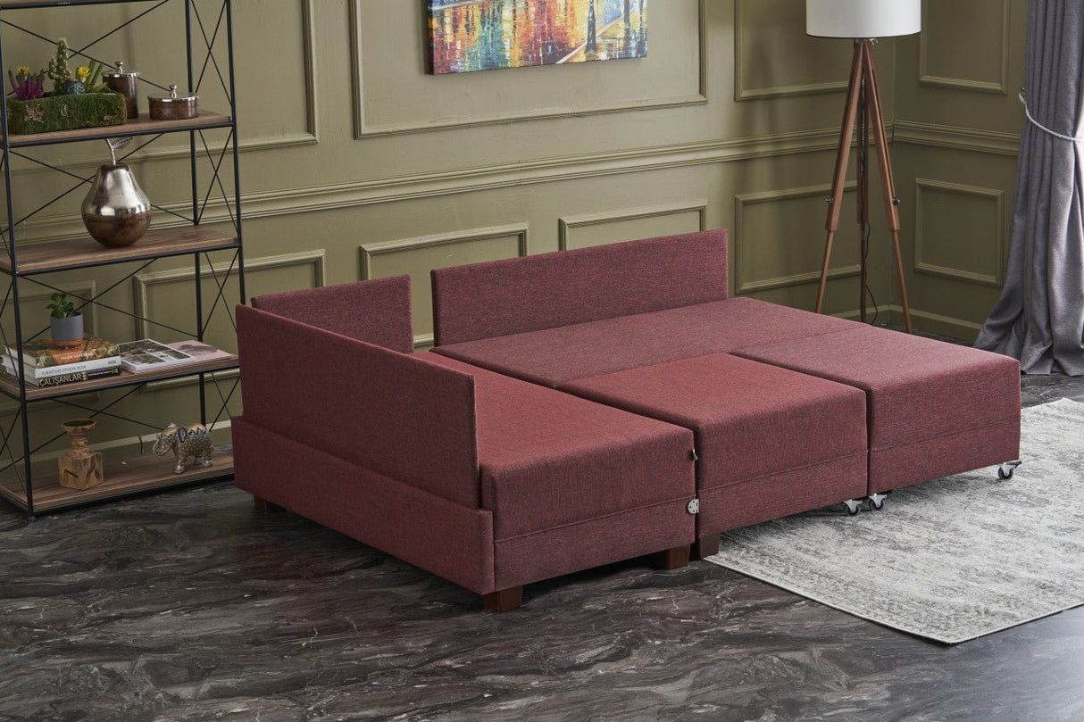 Canapé d'angle avec fonction couchage Left Fly Claret Red