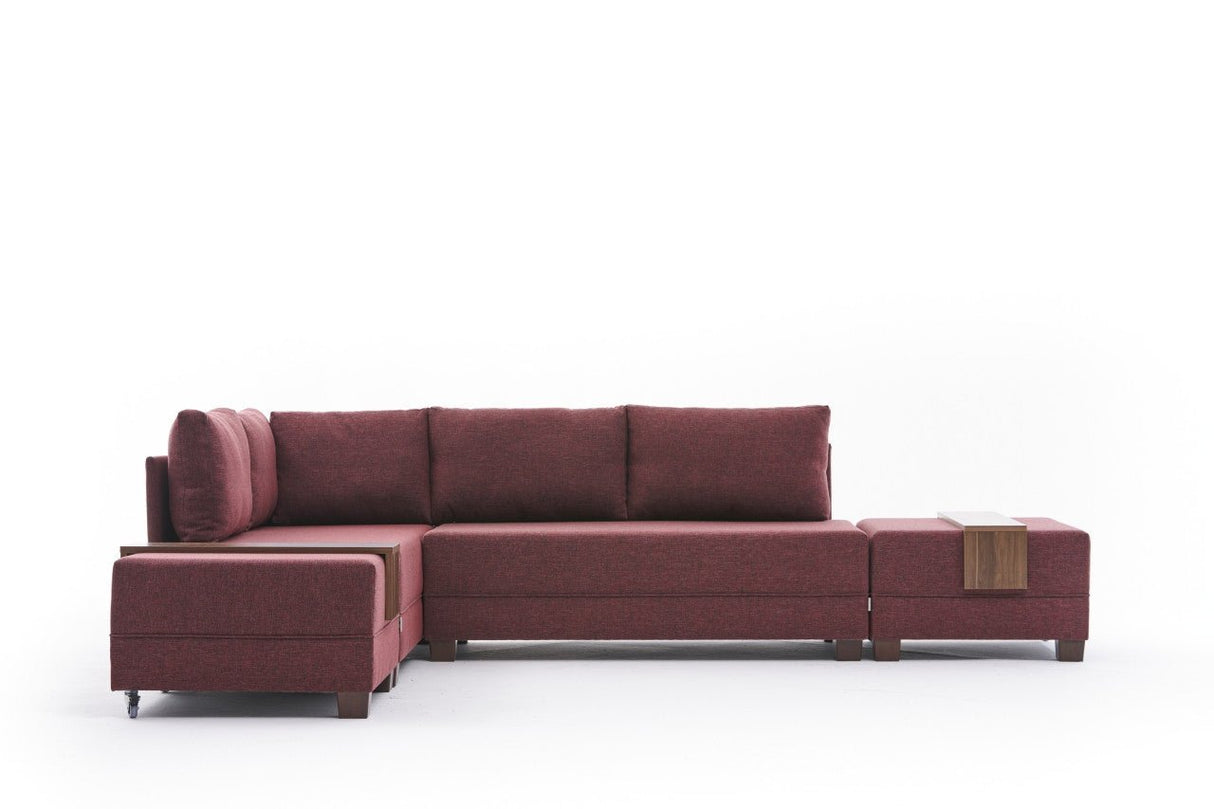 Canapé d'angle avec fonction couchage Left Fly Claret Red