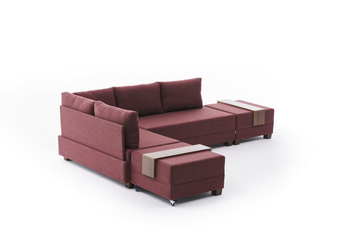 Canapé d'angle avec fonction couchage Left Fly Claret Red