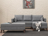 Canapé d'angle avec fonction couchage Droite Bella Grey