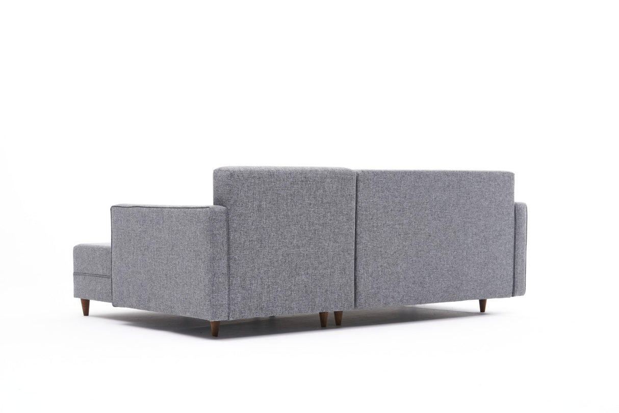 Canapé d'angle avec fonction couchage Droite Aydam Gris