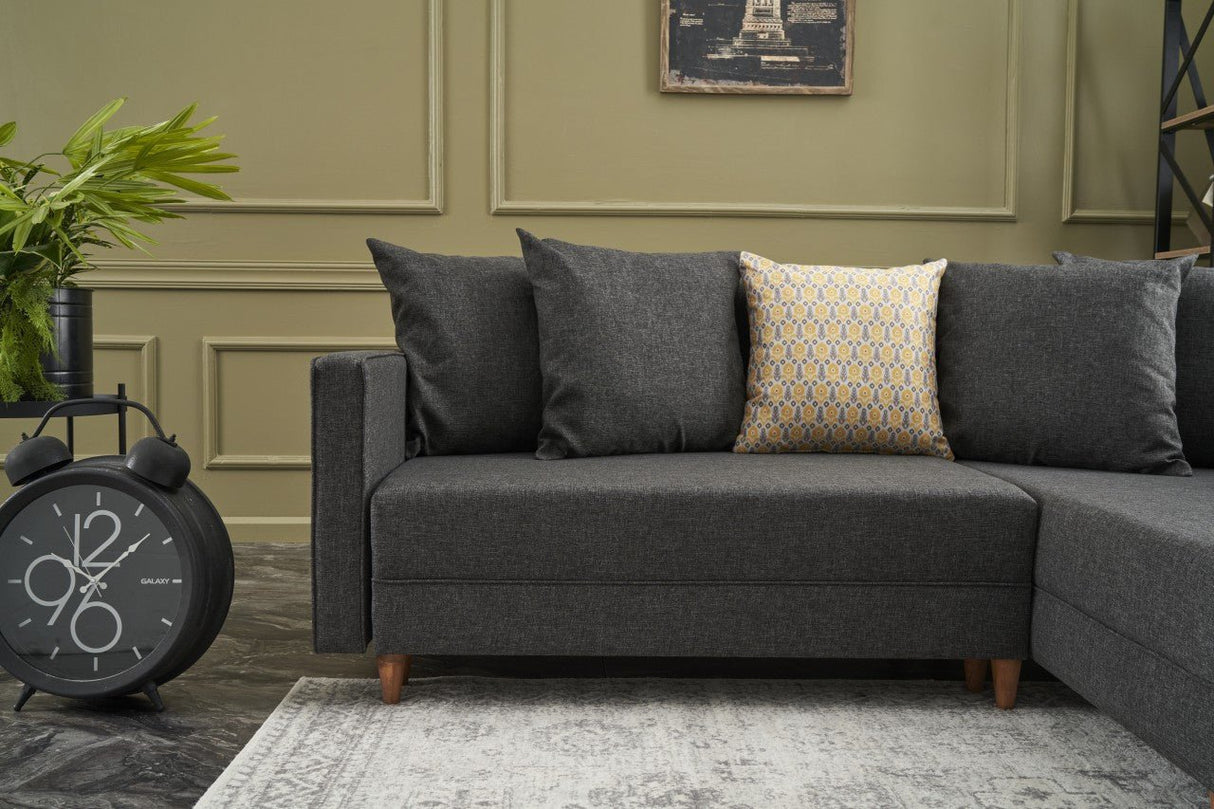 Canapé d'angle avec fonction couchage Droite Aydam Anthracite