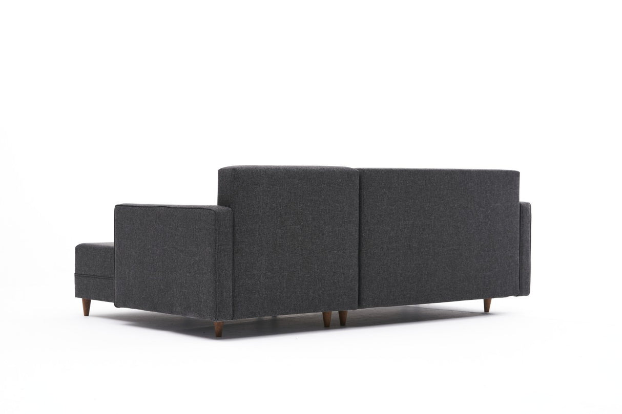 Canapé d'angle avec fonction couchage Droite Aydam Anthracite