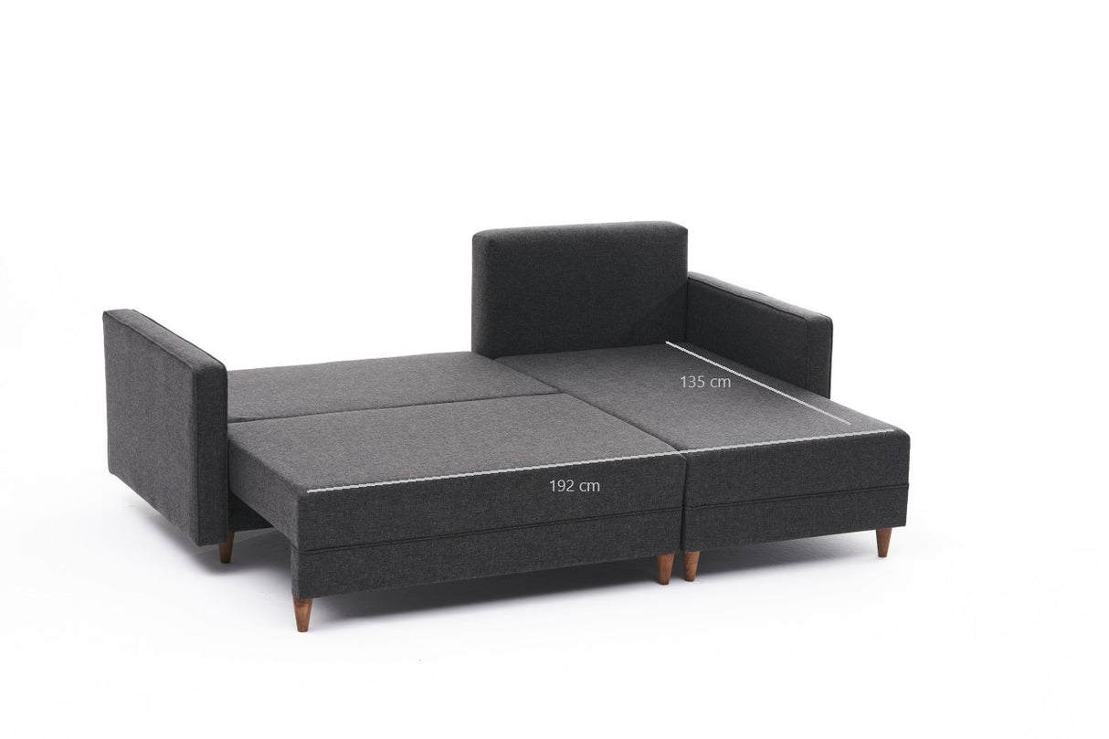 Canapé d'angle avec fonction couchage Droite Aydam Anthracite