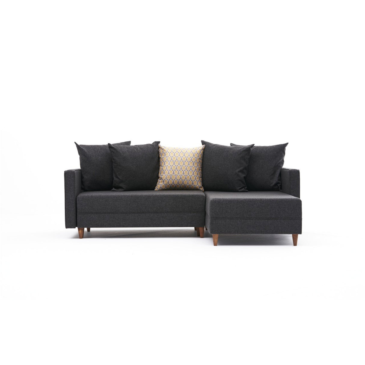 Canapé d'angle avec fonction couchage Droite Aydam Anthracite