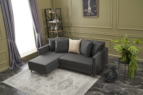 Canapé d'angle avec fonction couchage Gauche Aydam Anthracite