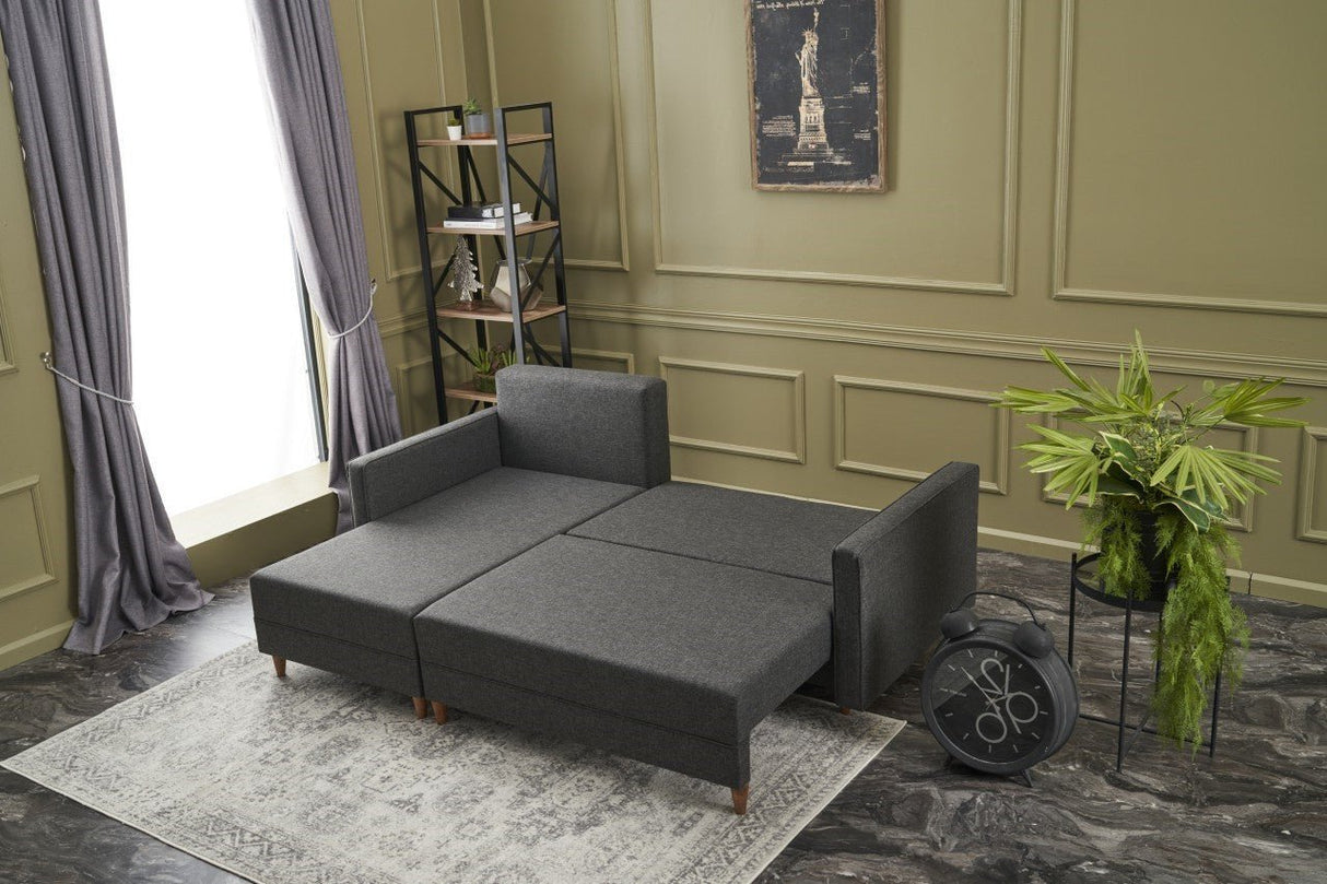 Canapé d'angle avec fonction couchage Gauche Aydam Anthracite