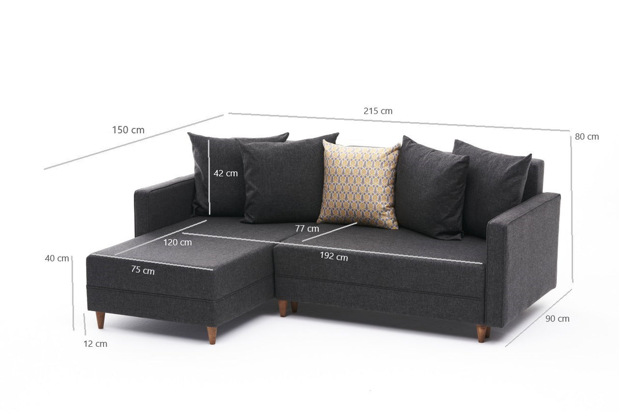 Canapé d'angle avec fonction couchage Gauche Aydam Anthracite