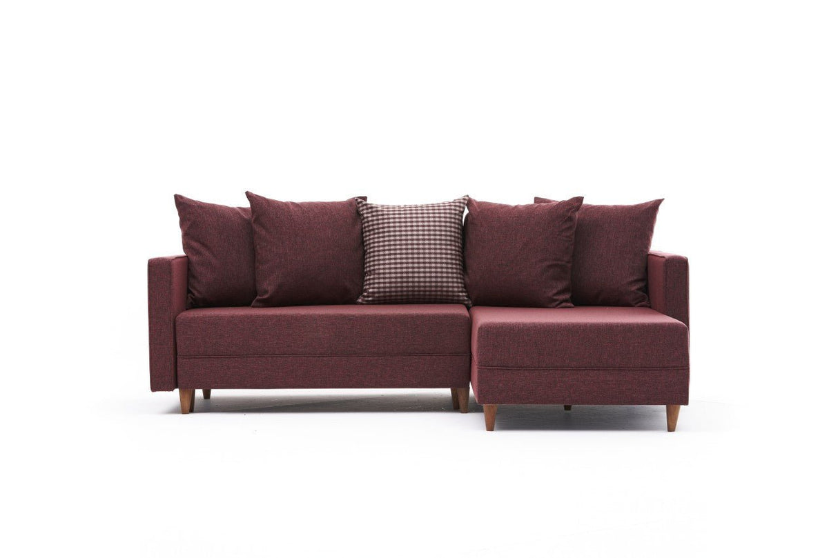 Canapé d'angle avec fonction couchage Droite Aydam Claret Rouge