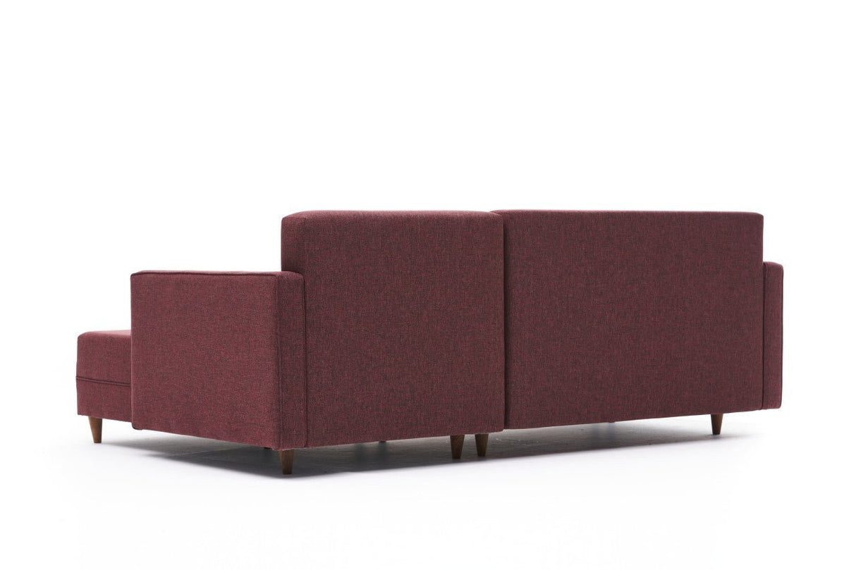 Canapé d'angle avec fonction couchage Droite Aydam Claret Rouge