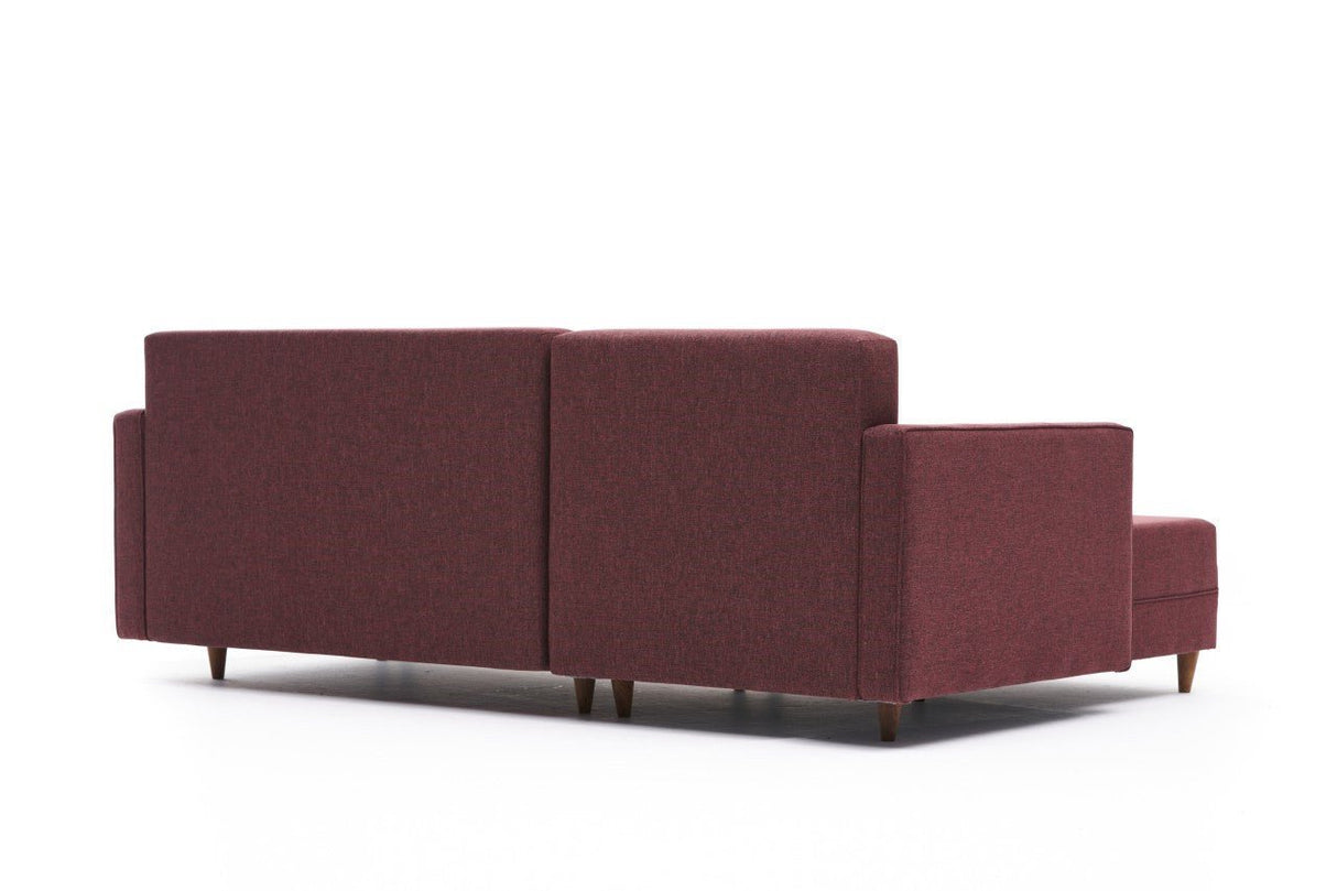 Canapé d'angle avec fonction couchage Gauche Aydam Claret Rouge