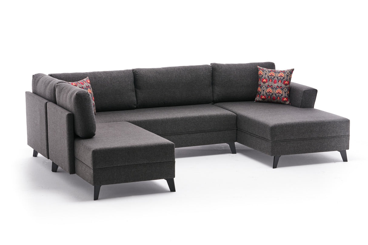 Canapé d'angle avec fonction couchage Eris Anthracite