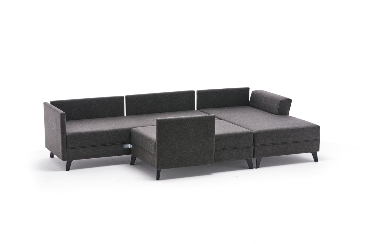 Canapé d'angle avec fonction couchage Eris Anthracite