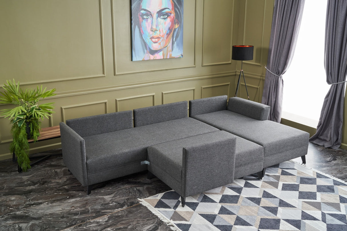 Canapé d'angle avec fonction couchage Eris Anthracite