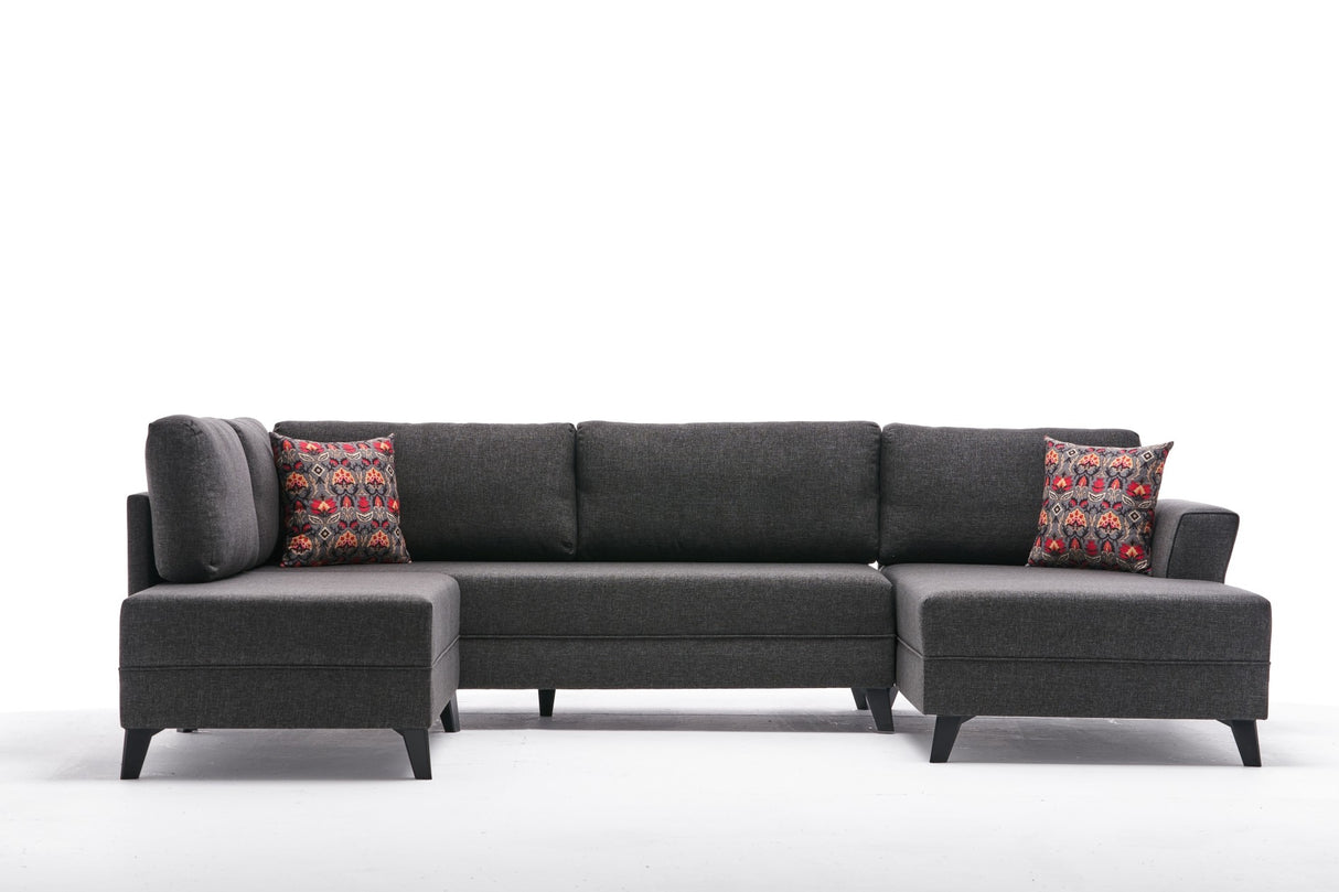 Canapé d'angle avec fonction couchage Eris Anthracite