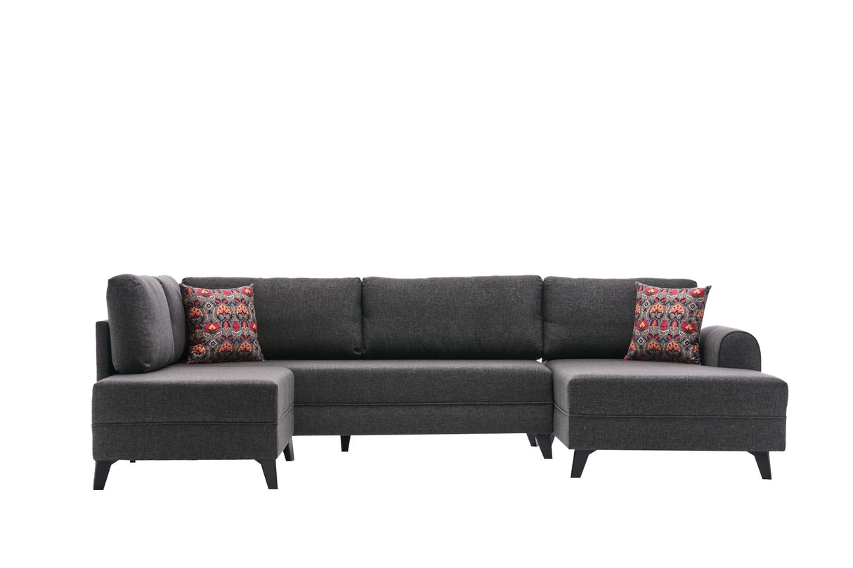 Canapé d'angle avec fonction couchage Belen Anthracite