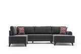 Canapé d'angle avec fonction couchage Belen Anthracite