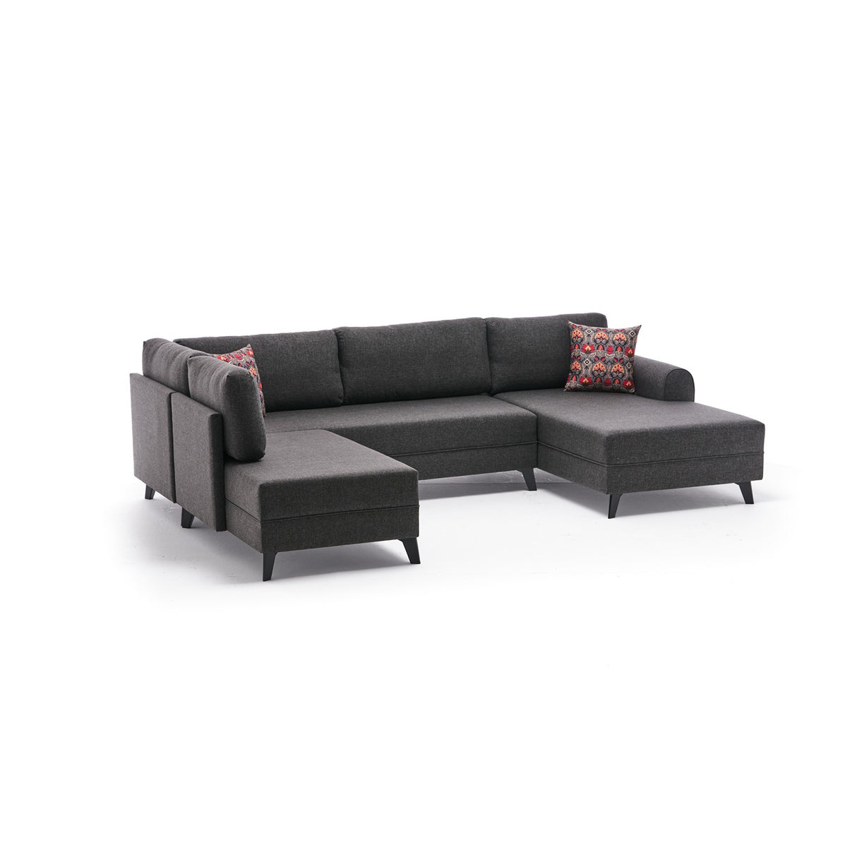 Canapé d'angle avec fonction couchage Belen Anthracite