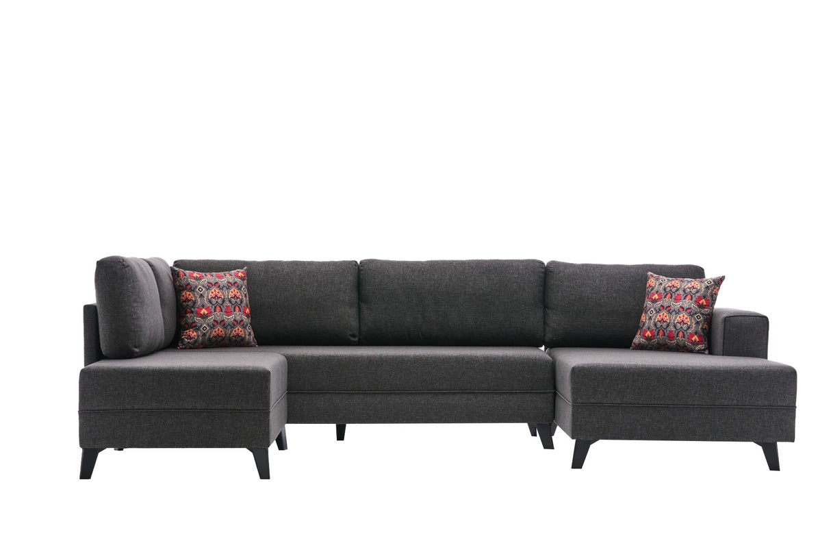 Canapé d'angle avec fonction couchage Efsun Anthracite