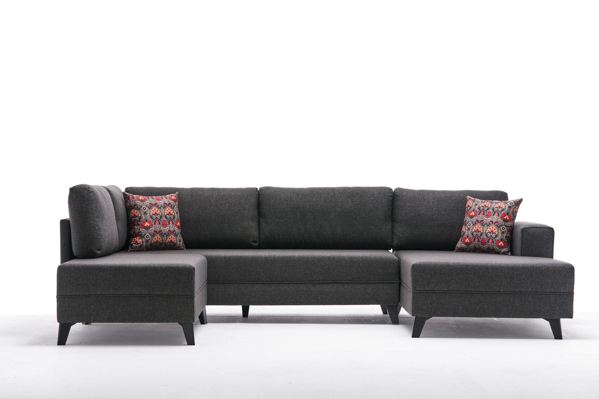 Canapé d'angle avec fonction couchage Efsun Anthracite