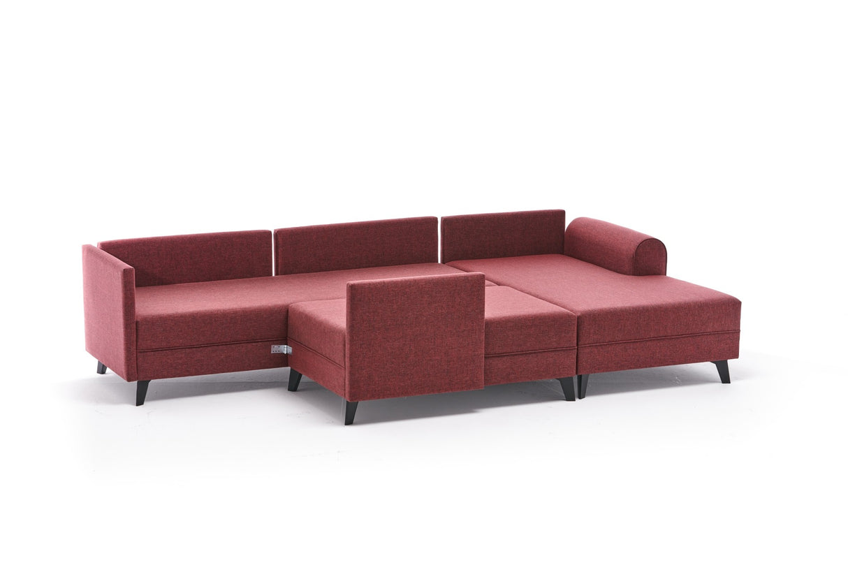 Canapé d'angle avec fonction couchage Belen Claret Rouge