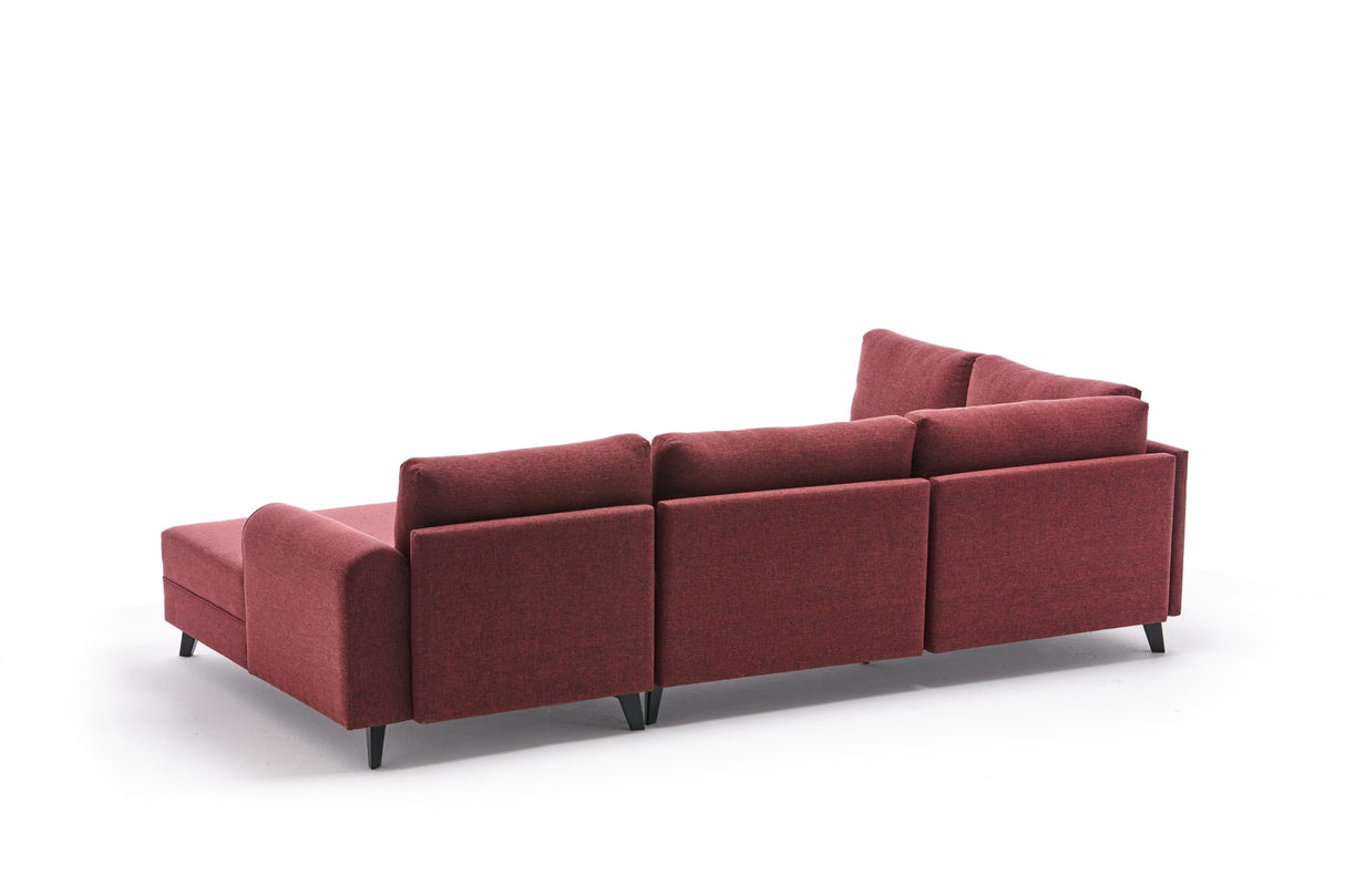 Canapé d'angle avec fonction couchage Belen Claret Rouge