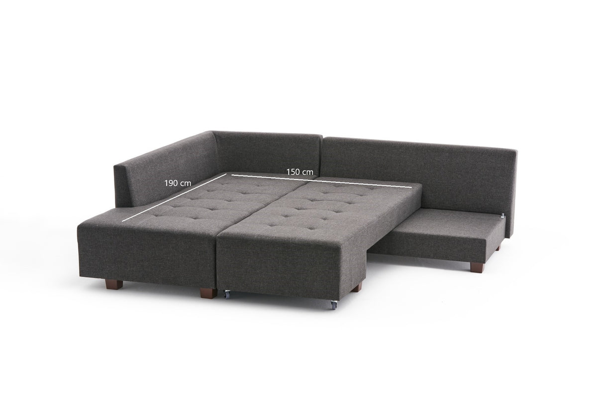 Canapé d'angle avec fonction couchage Gauche Manama Anthracite