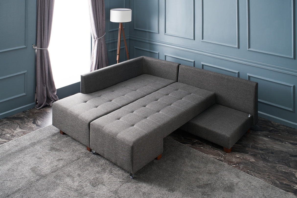 Canapé d'angle avec fonction couchage Gauche Manama Anthracite