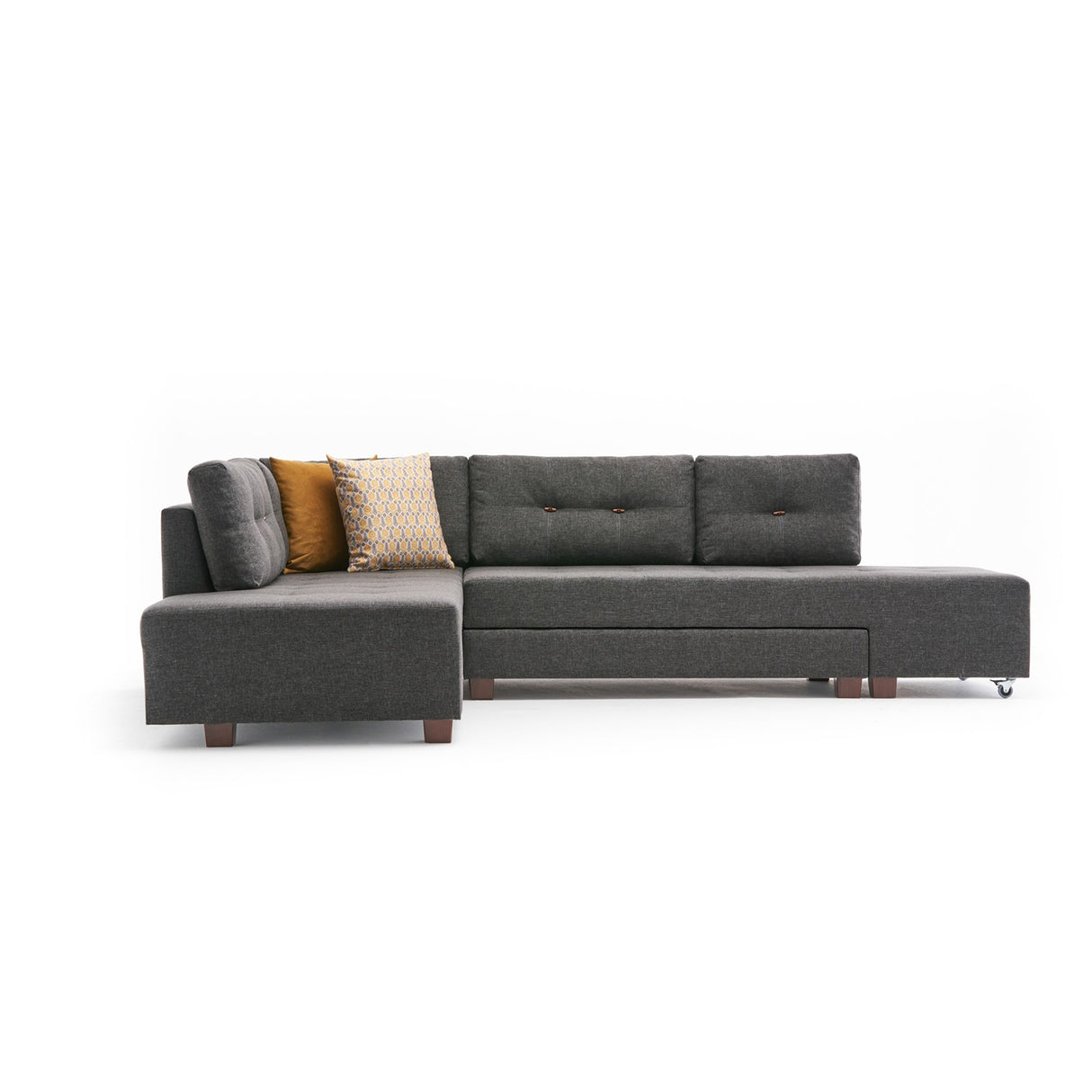 Canapé d'angle avec fonction couchage Gauche Manama Anthracite