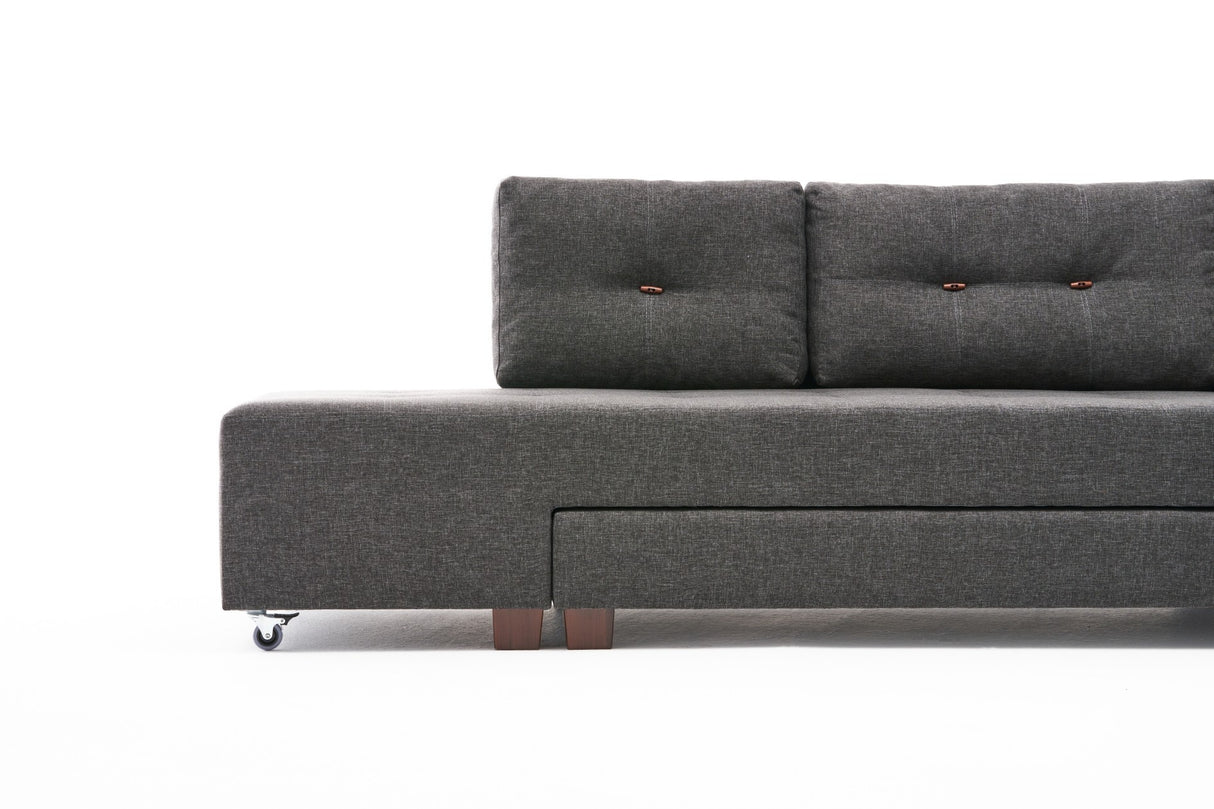 Canapé d'angle avec fonction couchage Gauche Manama Anthracite