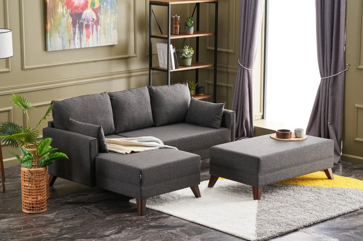 Canapé d'angle avec fonction couchage Gauche Bella Anthracite