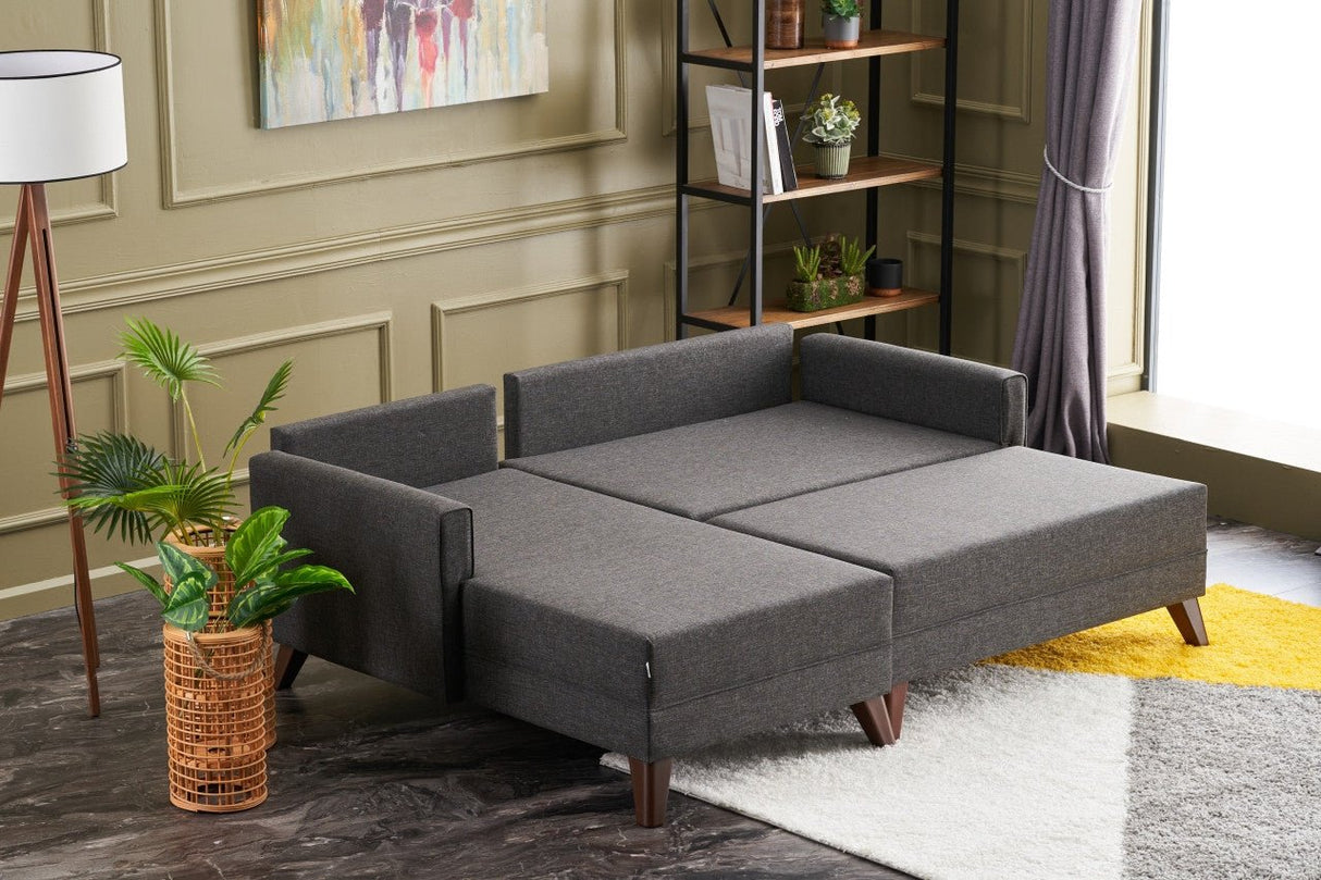 Canapé d'angle avec fonction couchage Gauche Bella Anthracite