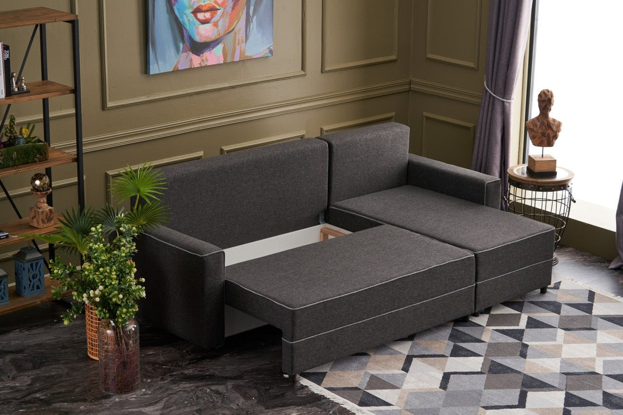 Canapé d'angle avec fonction couchage Droite Ece Anthracite