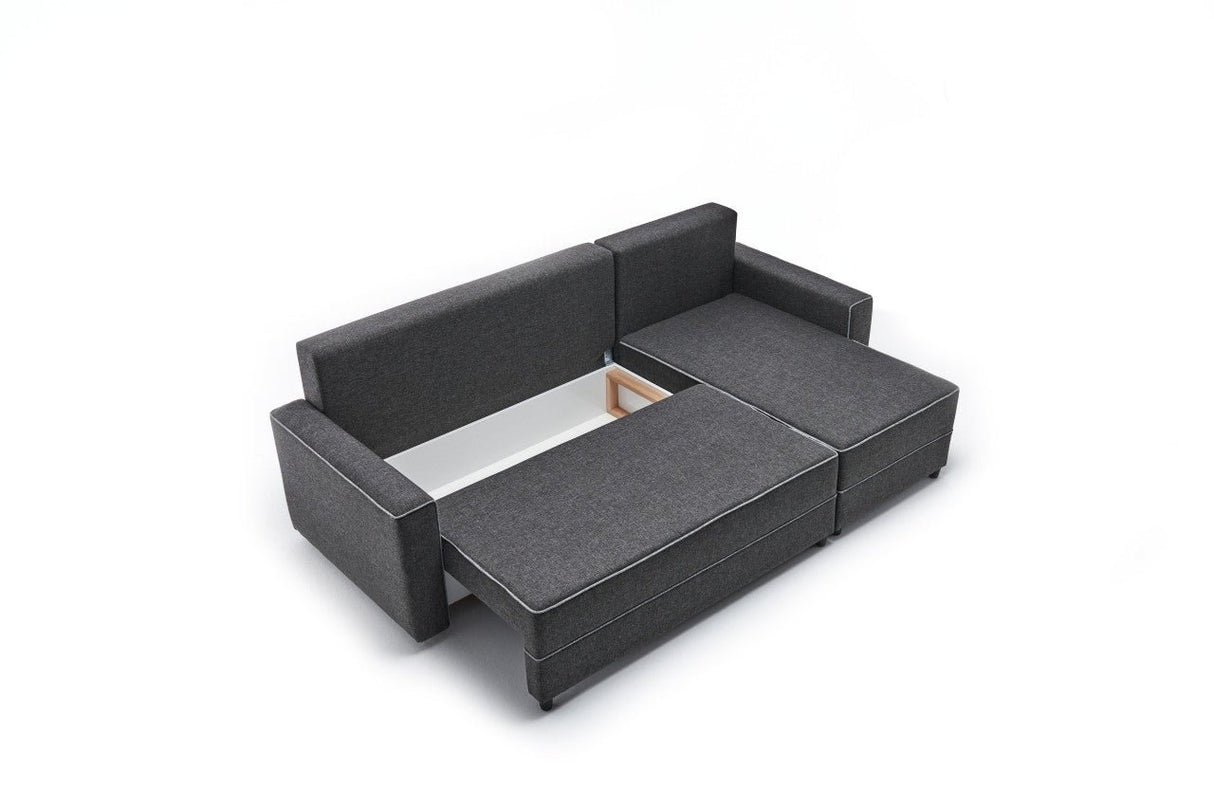 Canapé d'angle avec fonction couchage Droite Ece Anthracite