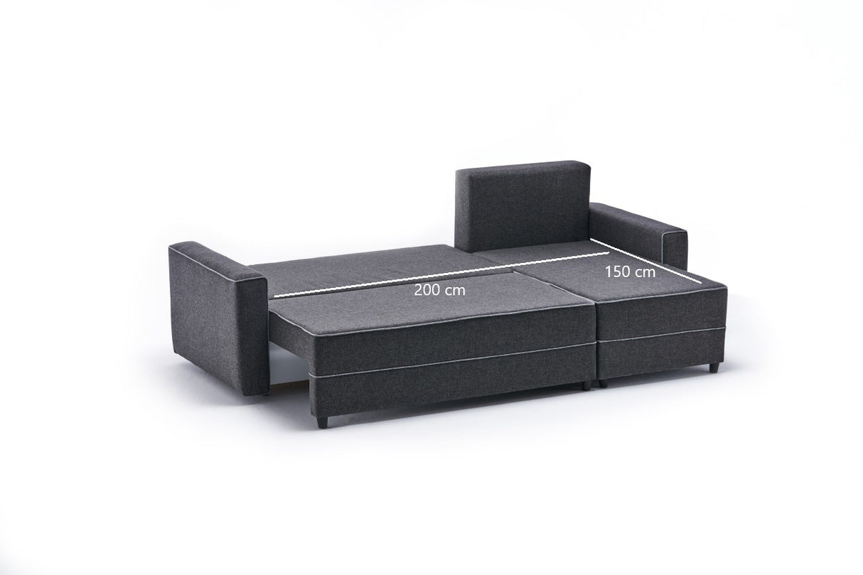 Canapé d'angle avec fonction couchage Droite Ece Anthracite