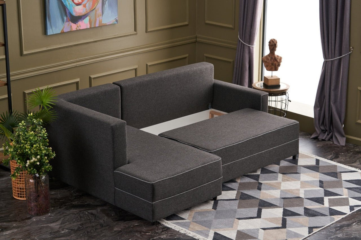 Canapé d'angle avec fonction couchage Gauche Ece Anthracite