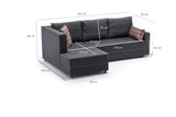 Canapé d'angle avec fonction couchage Gauche Ece Anthracite