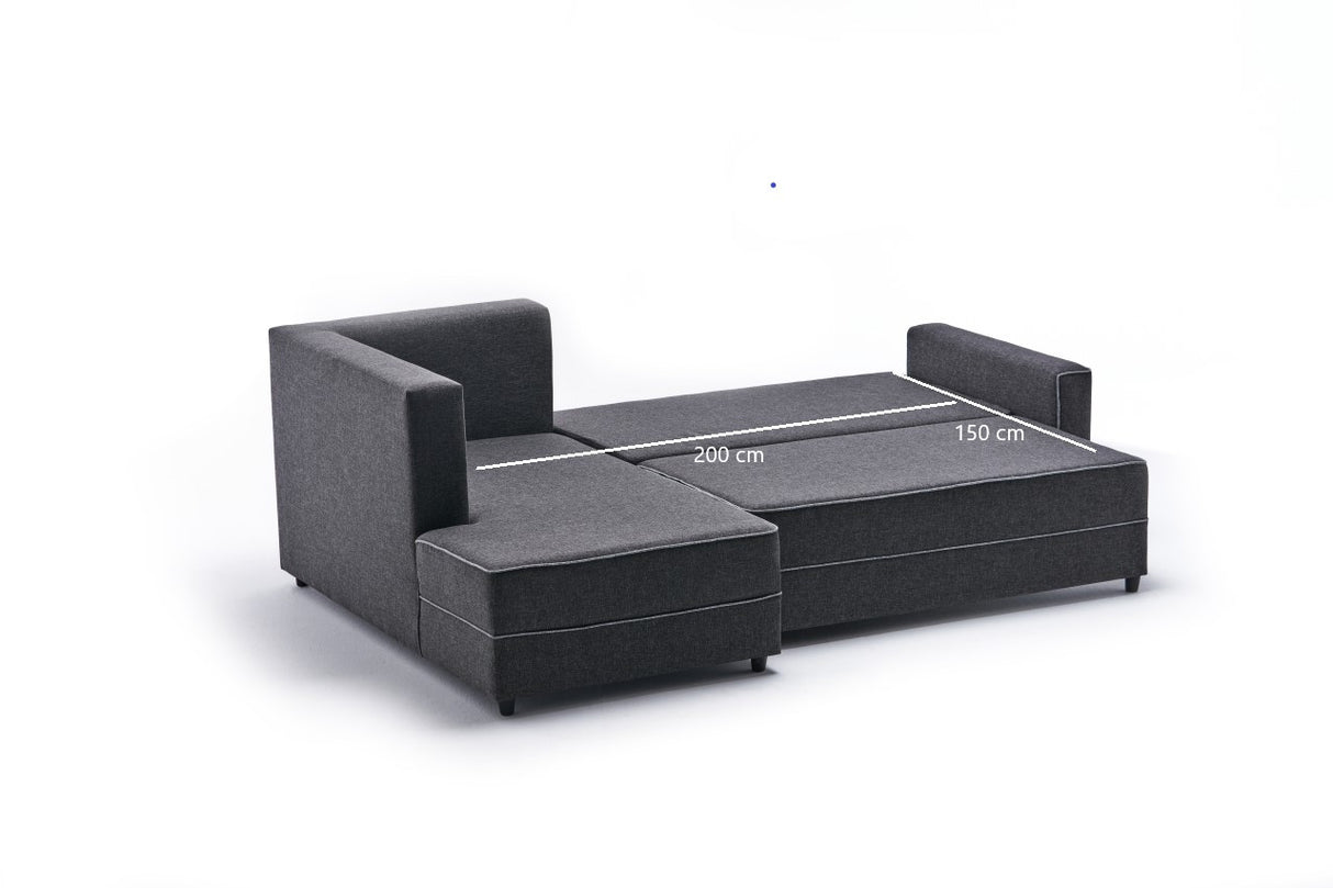 Canapé d'angle avec fonction couchage Gauche Ece Anthracite