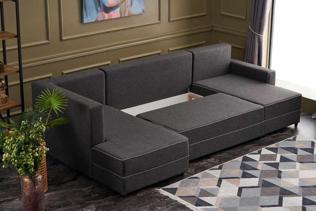 Canapé d'angle avec fonction couchage Ece Anthracite