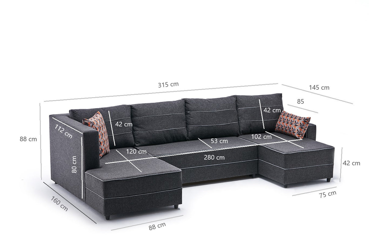 Canapé d'angle avec fonction couchage Ece Anthracite