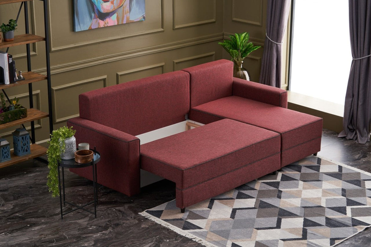 Canapé d'angle avec fonction couchage Droit Ece Claret Rouge