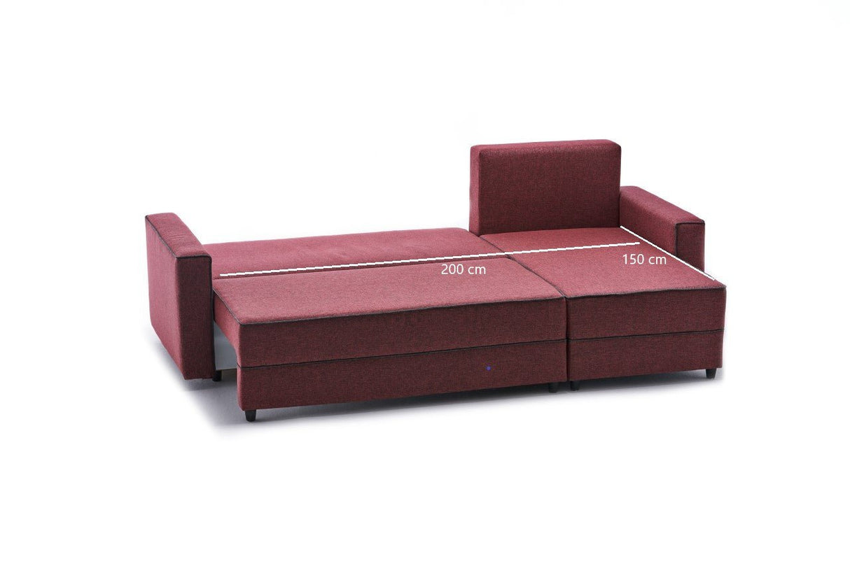 Canapé d'angle avec fonction couchage Droit Ece Claret Rouge