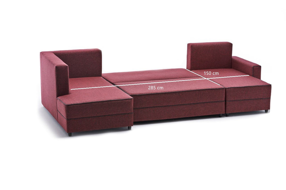 Canapé d'angle avec fonction couchage Ece Claret Rouge