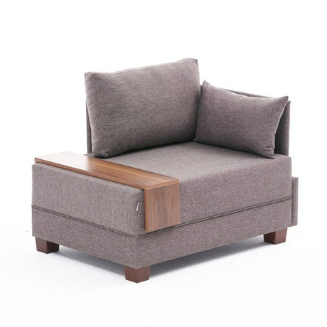 Fauteuil Moderne Tissu Marron Fly - Droite - Avec Table En Bois