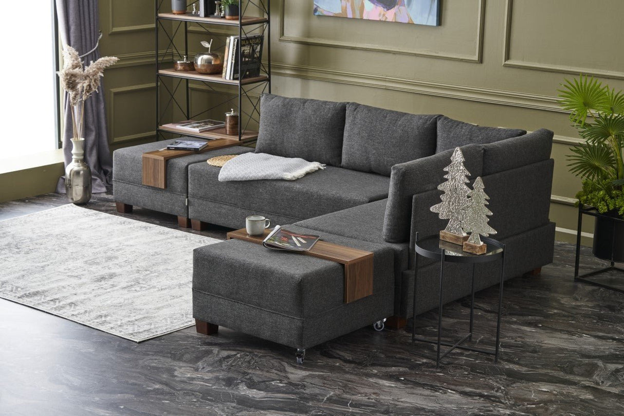 Canapé d'angle avec fonction couchage Right Fly Anthracite