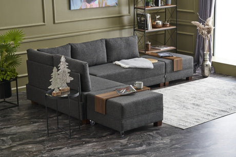 Canapé d'angle avec fonction couchage Left Fly Anthracite