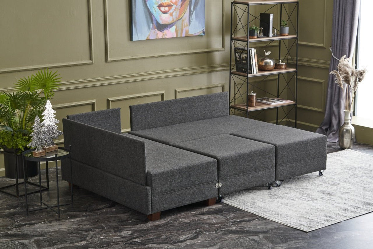 Canapé d'angle avec fonction couchage Left Fly Anthracite