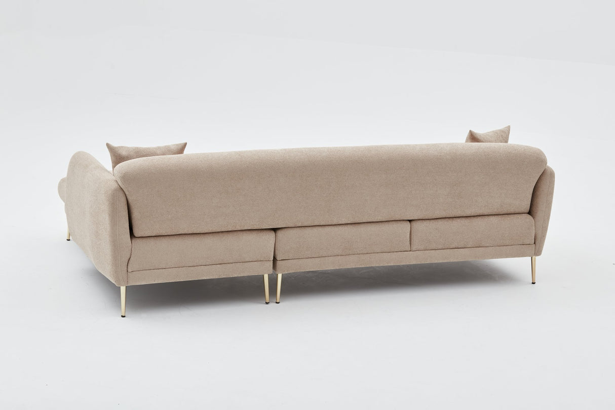 Canapé d'angle avec fonction couchage Droit Simena Beige - Golden Leg