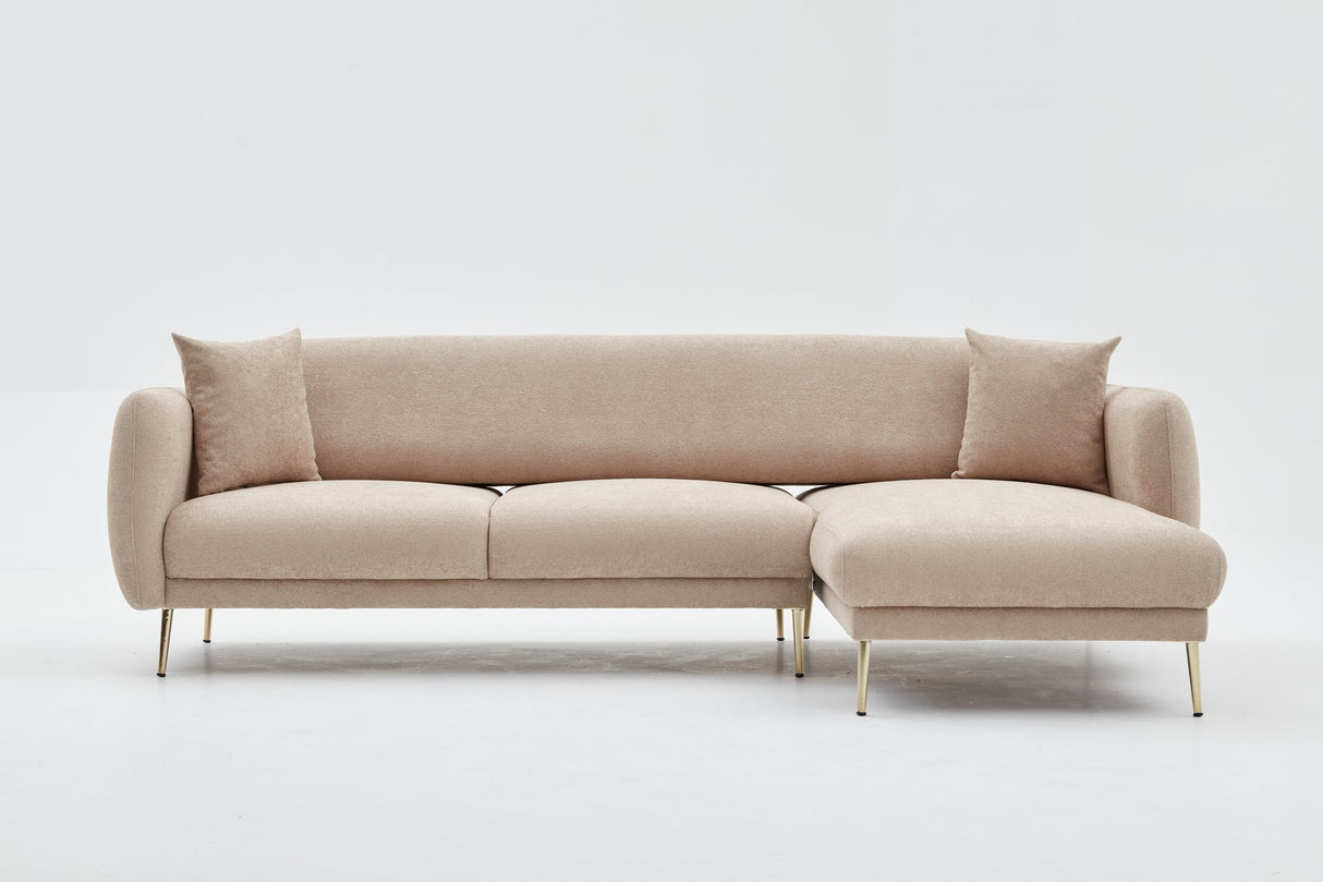 Canapé d'angle avec fonction couchage Droit Simena Beige - Golden Leg